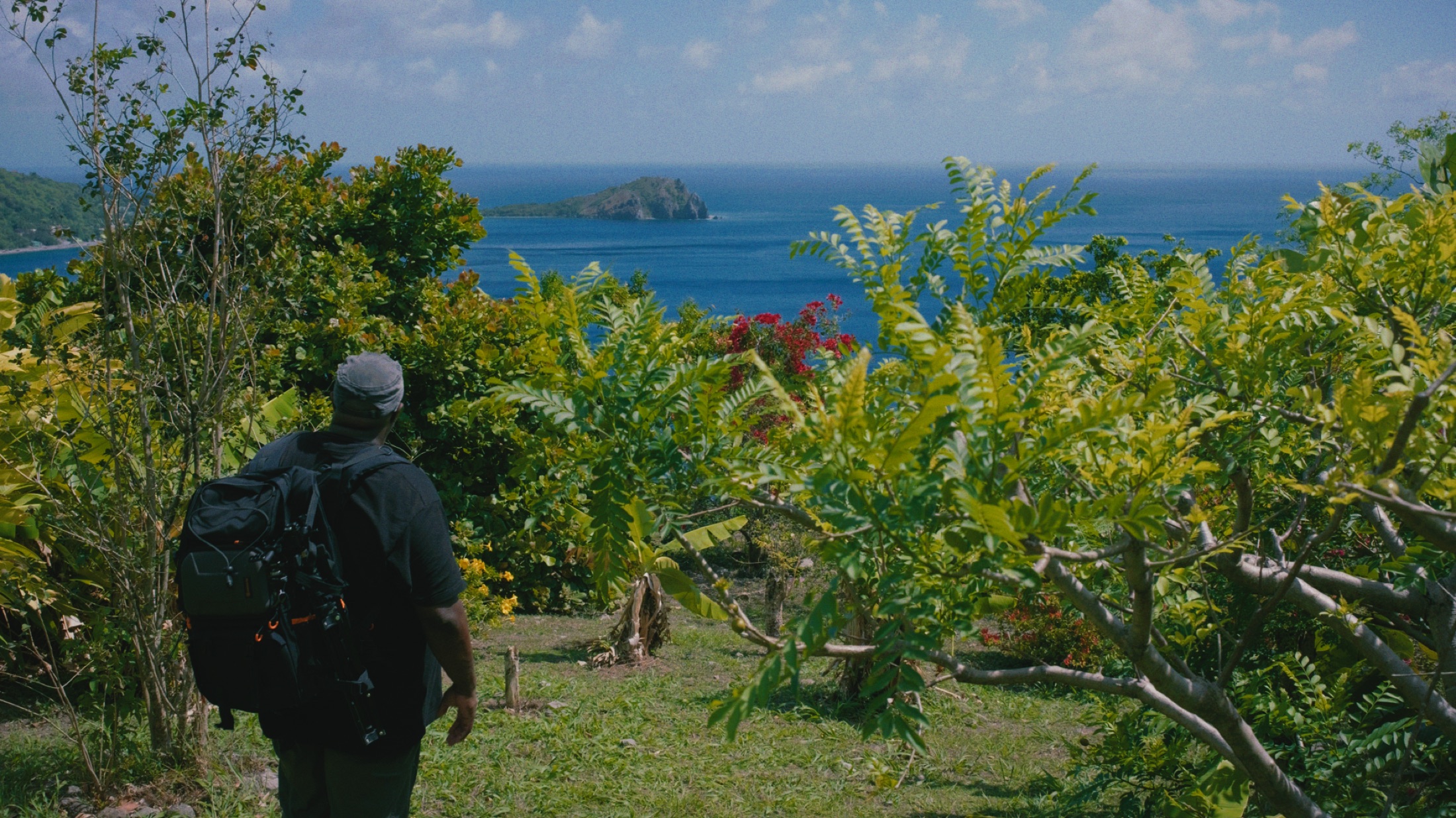 Thomas looking out over the lush coast of Dominica